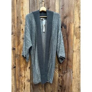 NWT Open Cardigan Sweater Woman M/L Gray Knit‎ Kimono Sleeve Boho Artisan Earthy